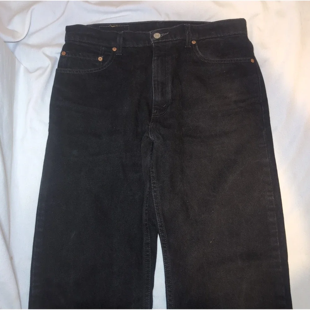 Vintage Batwing Levis 505 Black Jeans Mens 34x34 Regular Straight Leg 1998